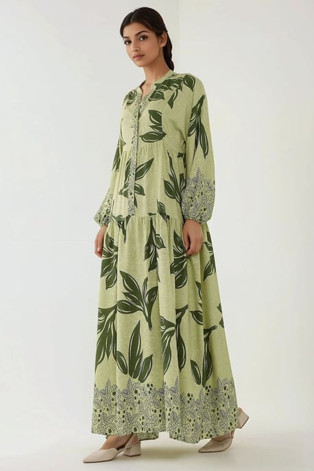 Geprinte Lange Mouwen Viscose Maxi Jurk - Image 3