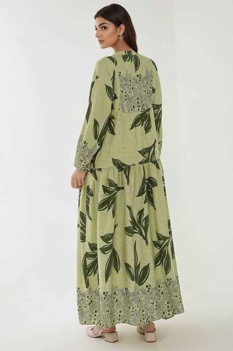 Geprinte Lange Mouwen Viscose Maxi Jurk - Image 4