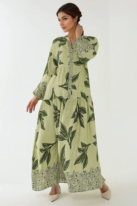 Geprinte Lange Mouwen Viscose Maxi Jurk - Image 5