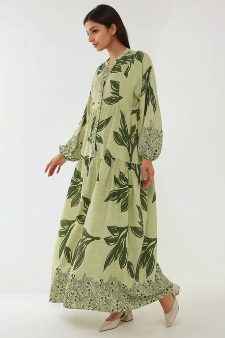 Geprinte Lange Mouwen Viscose Maxi Jurk - Image 6