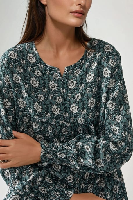Geprinte Crew Neck Viscose Maxi Jurk - Image 6