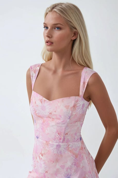 Bloemen Maxi Jurk met Hartkraag - Image 2