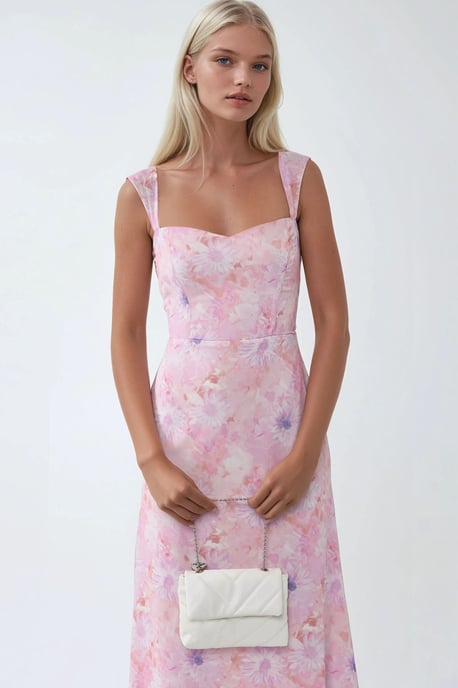 Bloemen Maxi Jurk met Hartkraag - Image 3