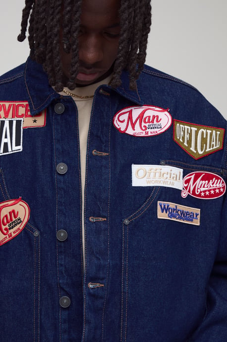 Varsity Badge Applique Regular Fit Denim Co-Ord Jacket - Image 3