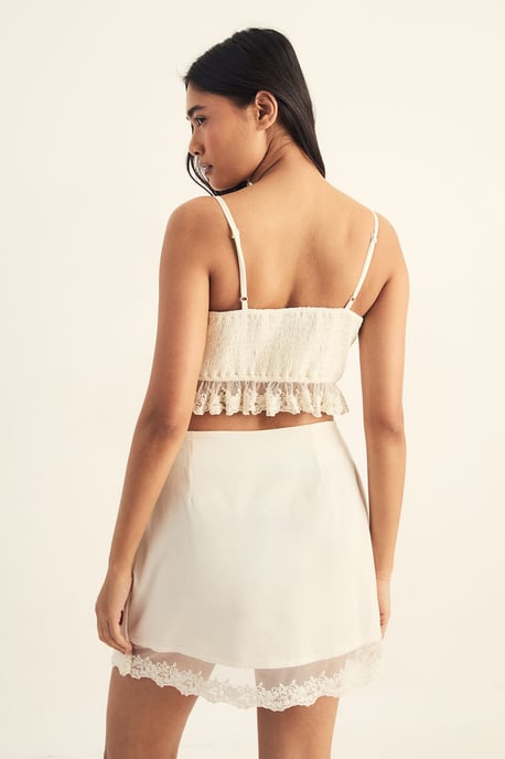 Cotton Lace Trim Wrap Mini Skirt - Image 3