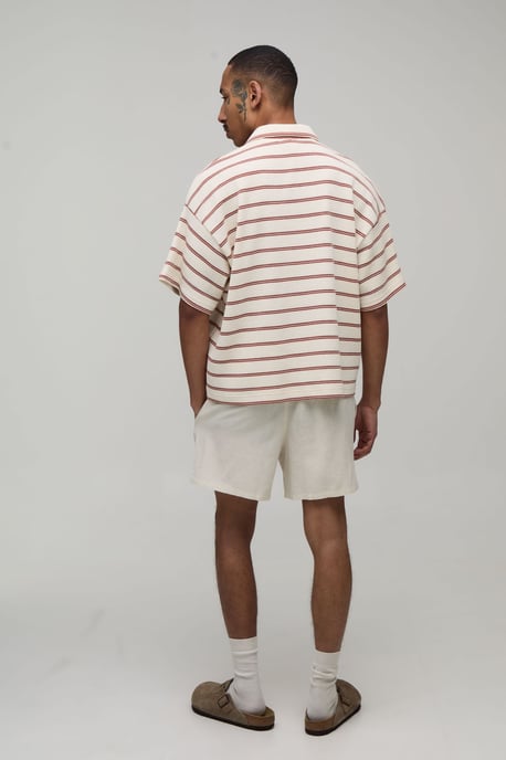 Oversized Striped Waffle Revere Polo - Image 2