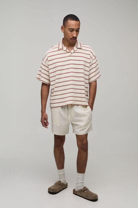 Oversized Striped Waffle Revere Polo - Image 4