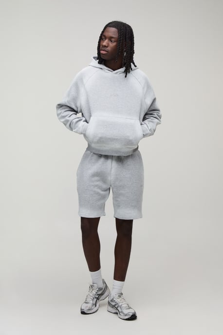 Oversized Shrunken Man Sport Drop Shoulder Raglan Hooded Short Tracksuit - Image 4