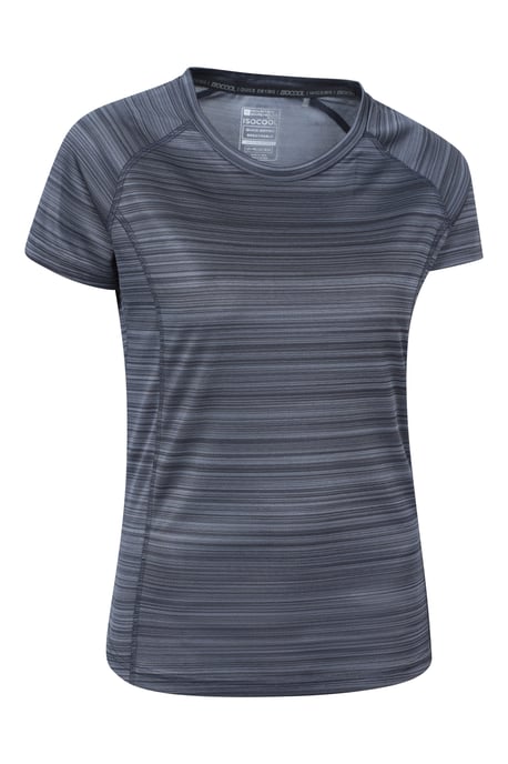'Endurance' Women's Striped Tee Sun Protection Everyday Gym T-Shirt Dark Grey - Image 2