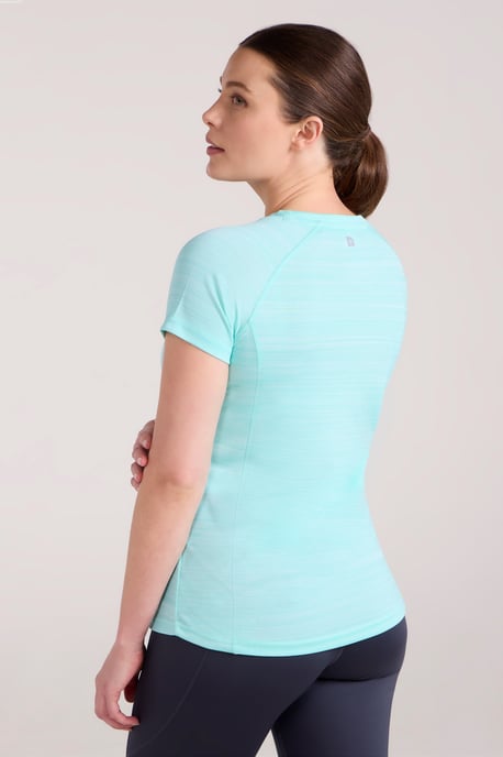 'Endurance' Women's Striped Tee Sun Protection Everyday Gym T-Shirt Mint - Image 3