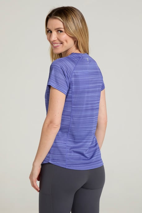 'Endurance' Women's Striped Tee Sun Protection Everyday Gym T-Shirt Blue/Navy - Image 5