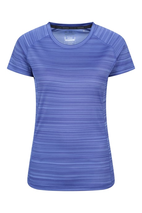 'Endurance' Women's Striped Tee Sun Protection Everyday Gym T-Shirt Blue/Navy - Image 6