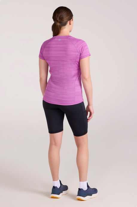 'Endurance' Women's Striped Tee Sun Protection Everyday Gym T-Shirt Purple - Image 4