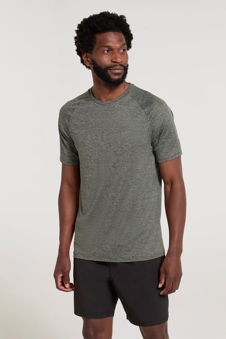 'Agra' Men's IsoCool Striped Tee Sun Protection Comfy Sports T-Shirt Forest Green - Image 3