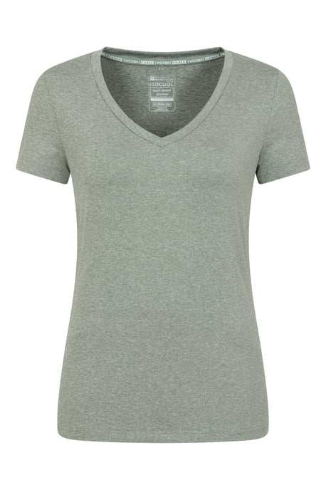 'Vitality' Women's V Neck Tee Quick Wicking Comfy T-Shirt Khaki - Image 5