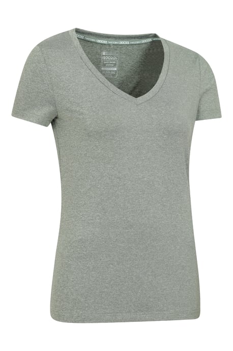 'Vitality' Women's V Neck Tee Quick Wicking Comfy T-Shirt Khaki - Image 6