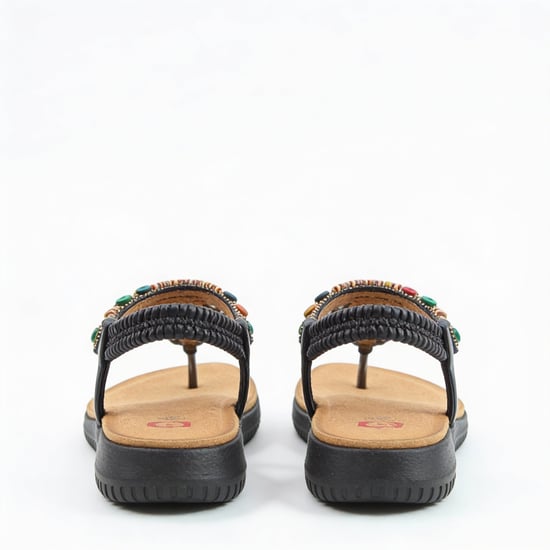 Heavenly Feet Radiance Womens Toe Ring Sandals Black - Image 2