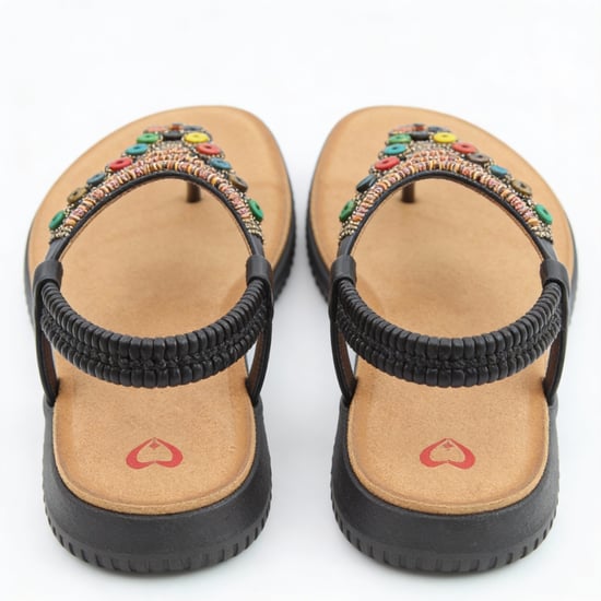 Heavenly Feet Radiance Womens Toe Ring Sandals Black - Image 3