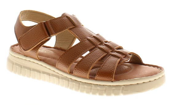 Ever So Soft Womens Sandals Low Wedge Porto Touch Fastening tan - Image 1