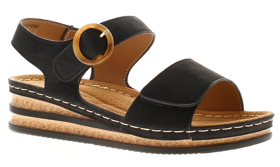 Ever So Soft Womens Wedge Sandals Want Touch Fastening black - Image 1