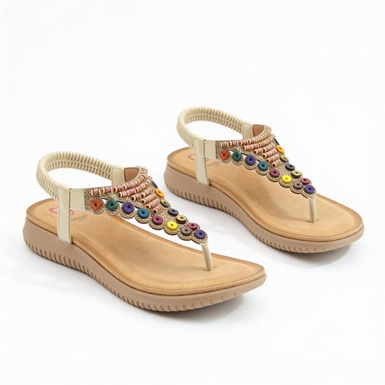 Heavenly Feet Radiance Womens Toe-post Sandals Beige - Image 2