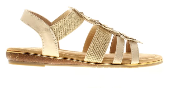 Apache Womens Sandals Low Wedge Taper Elasticated gold - Image 2