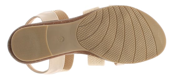 Apache Womens Sandals Low Wedge Taper Elasticated gold - Image 5