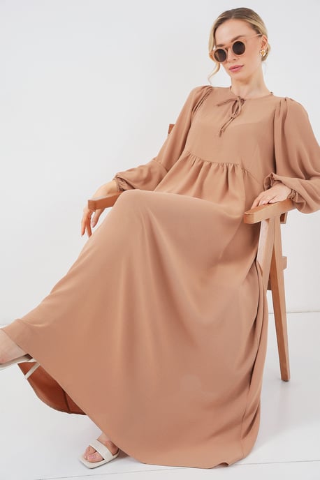 Mönstrad Maxi Klänning med Slips - Image 3
