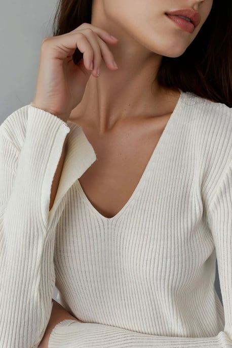 V-hals Textured Maxi Gebreide Jurk met Split - Image 5