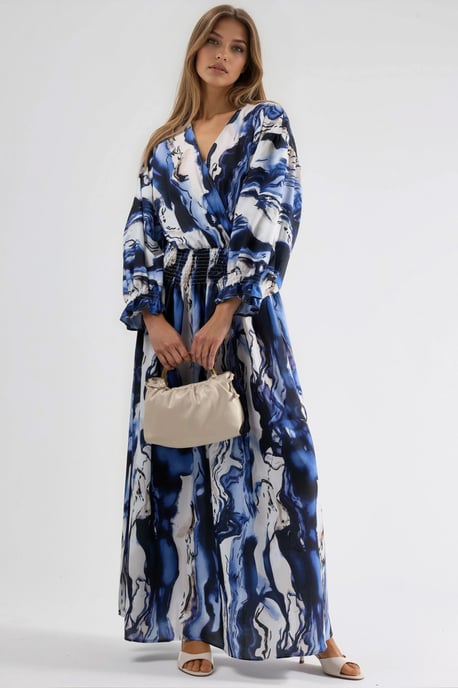 Abstracte Spleet Maxi Jurk met V-hals - Image 1