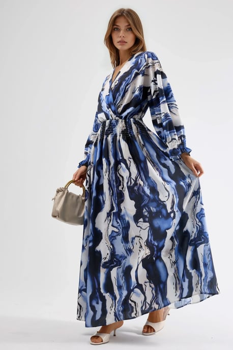 Abstracte Spleet Maxi Jurk met V-hals - Image 2