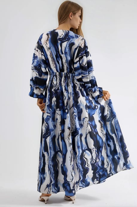 Abstracte Spleet Maxi Jurk met V-hals - Image 3