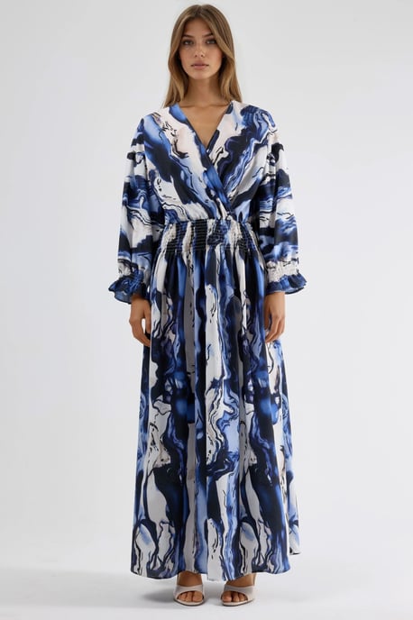 Abstracte Spleet Maxi Jurk met V-hals - Image 5