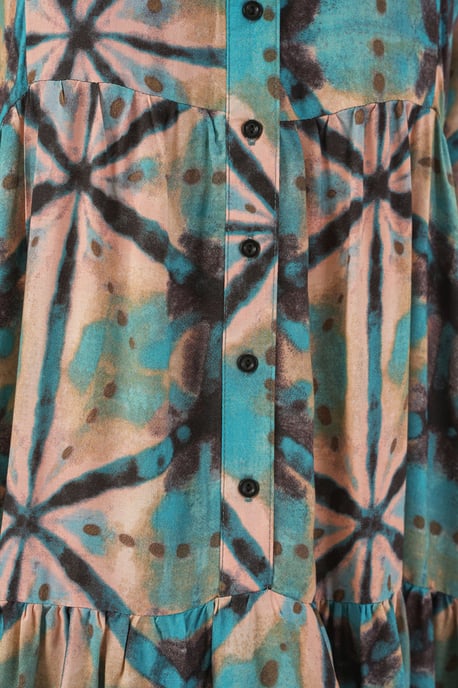 Patterned V-Neck Maxi Dress - Image 5