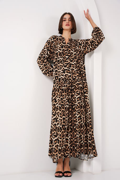 Geprinte V-hals Maxi-jurk met knoopsluiting - Image 2