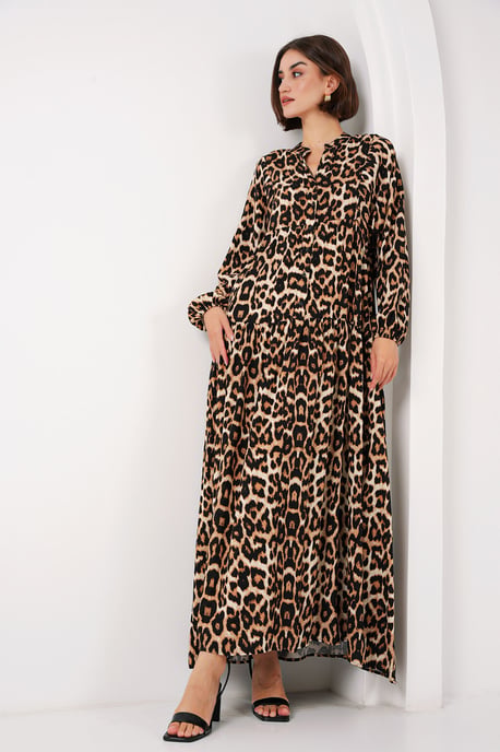 Geprinte V-hals Maxi-jurk met knoopsluiting - Image 3
