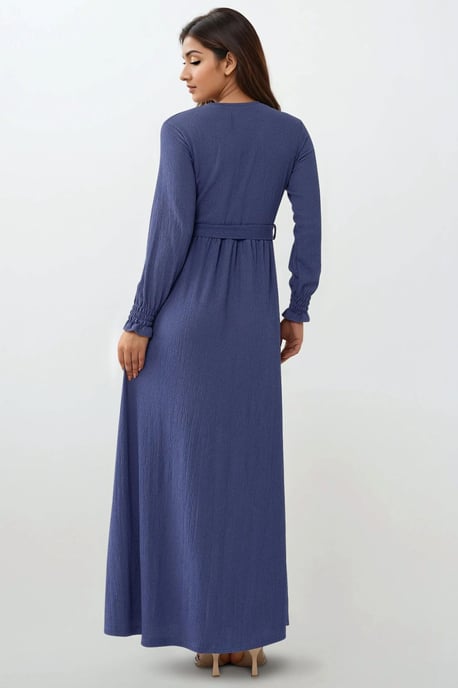 Texturerad Crew Neck Maxi Klänning - Image 5