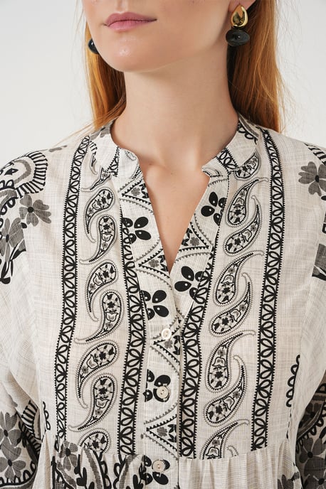 Patroon V-hals Maxi Jurk - Image 5