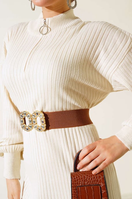 Maxi Turtleneck Ribbed Knit Dress - Image 3