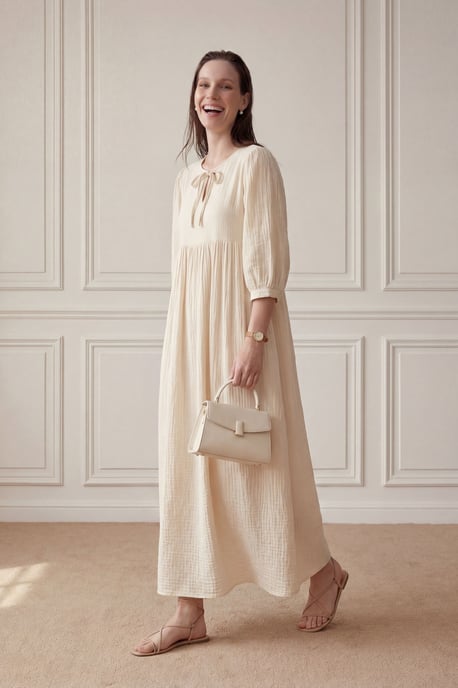 Maxi-jurk met strikdetail en losse pasvorm - Image 3