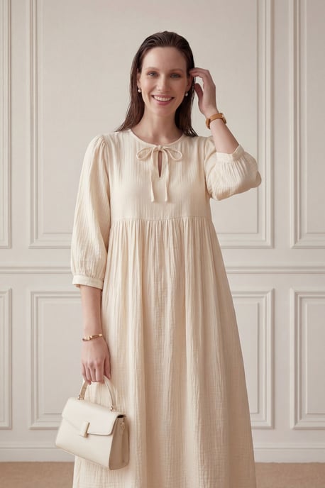 Maxi-jurk met strikdetail en losse pasvorm - Image 4