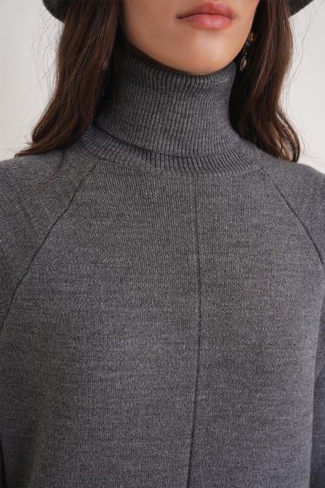 Turtleneck Knit Maxi Dress with Slit - Image 6