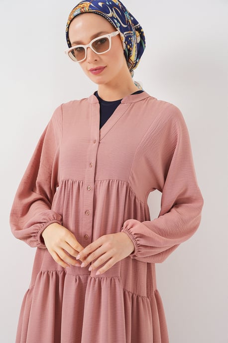 V-hals Maxi Jurk met Knopen en Relaxed Fit - Image 4