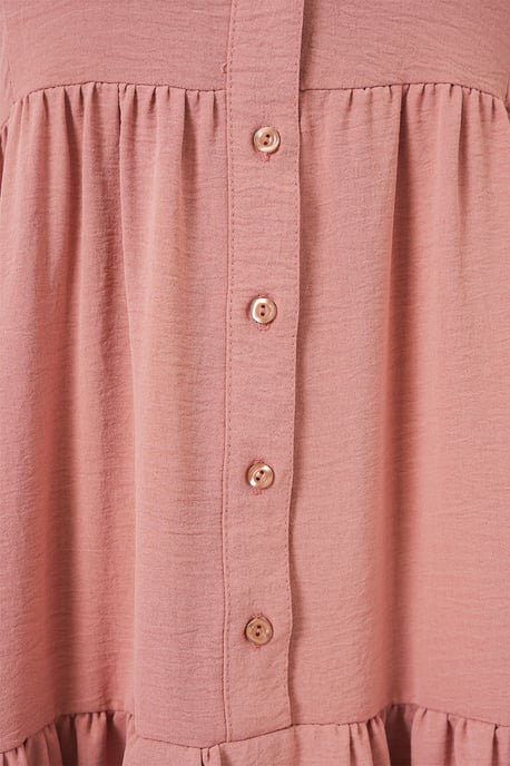 V-hals Maxi Jurk met Knopen en Relaxed Fit - Image 5
