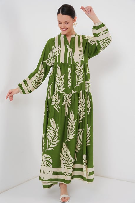 Geprinte V-hals Maxi-jurk - Image 3