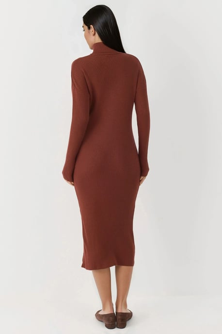Geribbelde Coltrui Bodycon Brei Jurk - Image 2