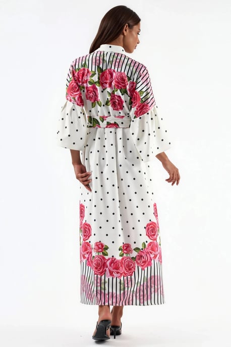 Bloemen Maxi Jurk met Hemdkraag en Knopen Sluiting - Image 5
