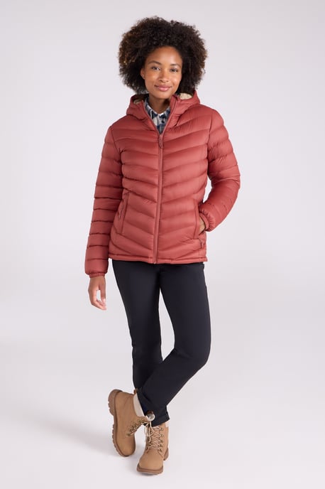 'Seasons' Women's Padded Jacket Fur Lined Water Resistant Coat Rust - Image 2