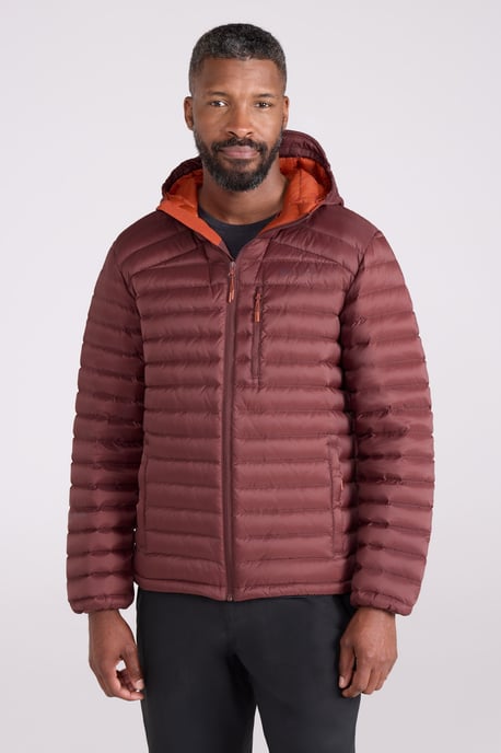 'Henry II' Men's Down Padded Jacket Water Resistant Hooded Puffer Winter Coat Burgundy - Image 1