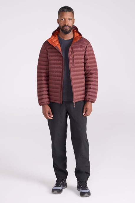 'Henry II' Men's Down Padded Jacket Water Resistant Hooded Puffer Winter Coat Burgundy - Image 2